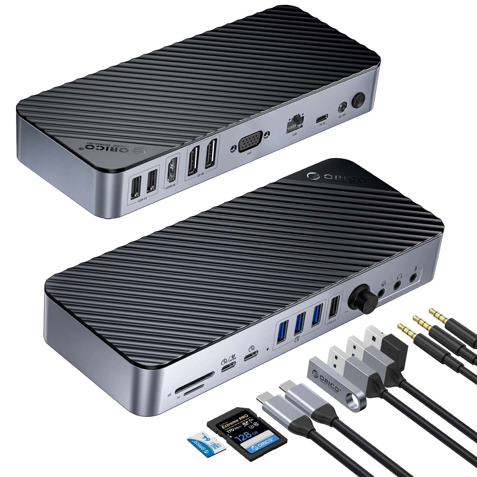 오리코 20 in 1 RJ45 DP HDMI 4K60Hz SD/TF 3.