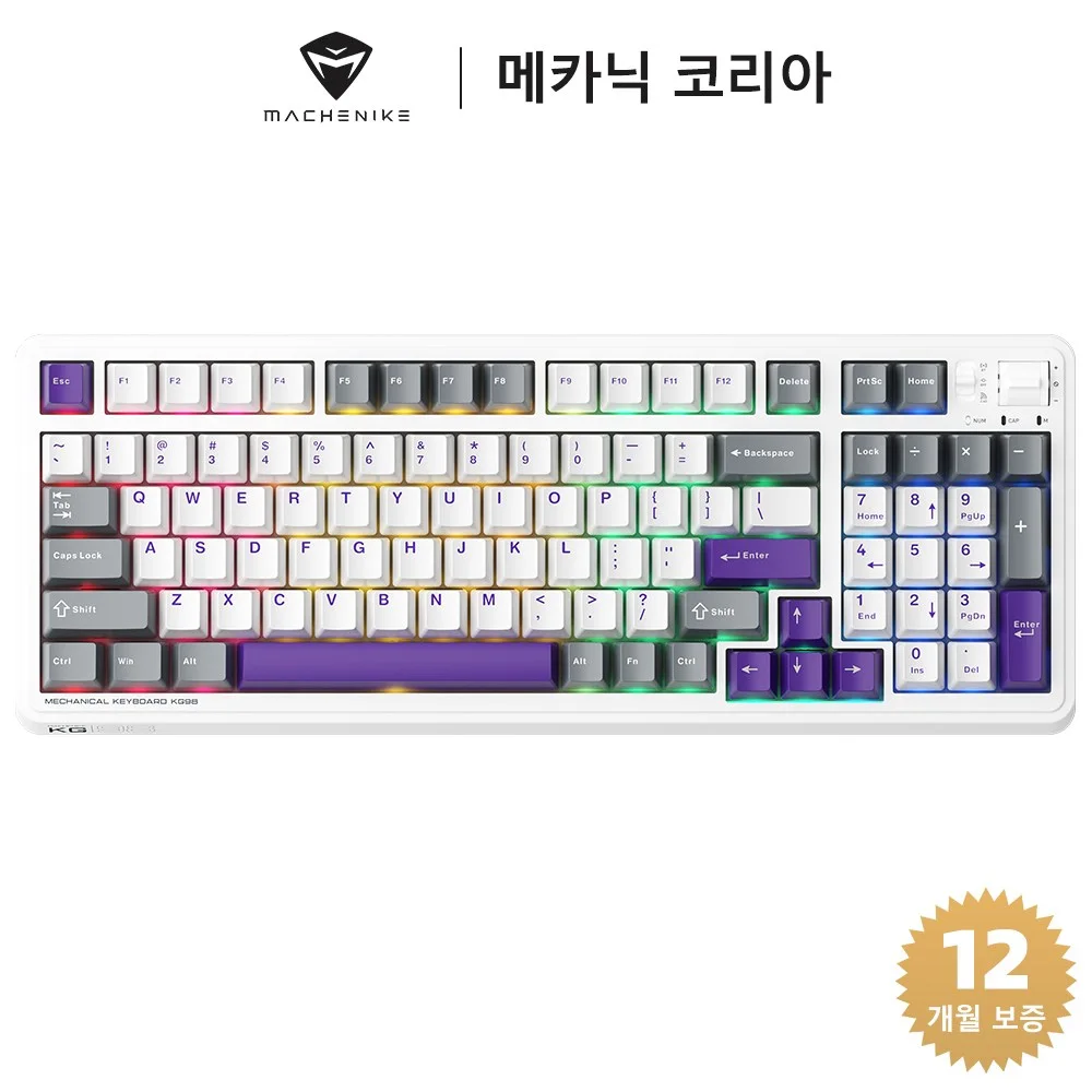 Machenike 메카닉 KG98 기계식 키보드 RGB 97키 핫스왑 무