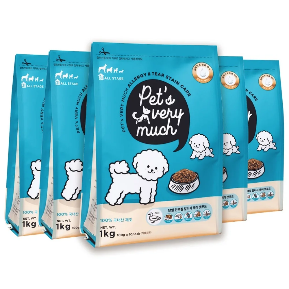 페츠베리머치 강아지사료 눈물사료 눈물자국 알러지 사료, 오리, 1kg,